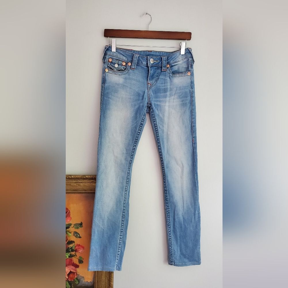 True Religion Classic Blue Denim Slim Straight Jeans Size 26